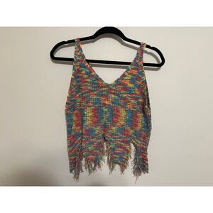 SHEIN Space Dye Raw Hem Knit Top